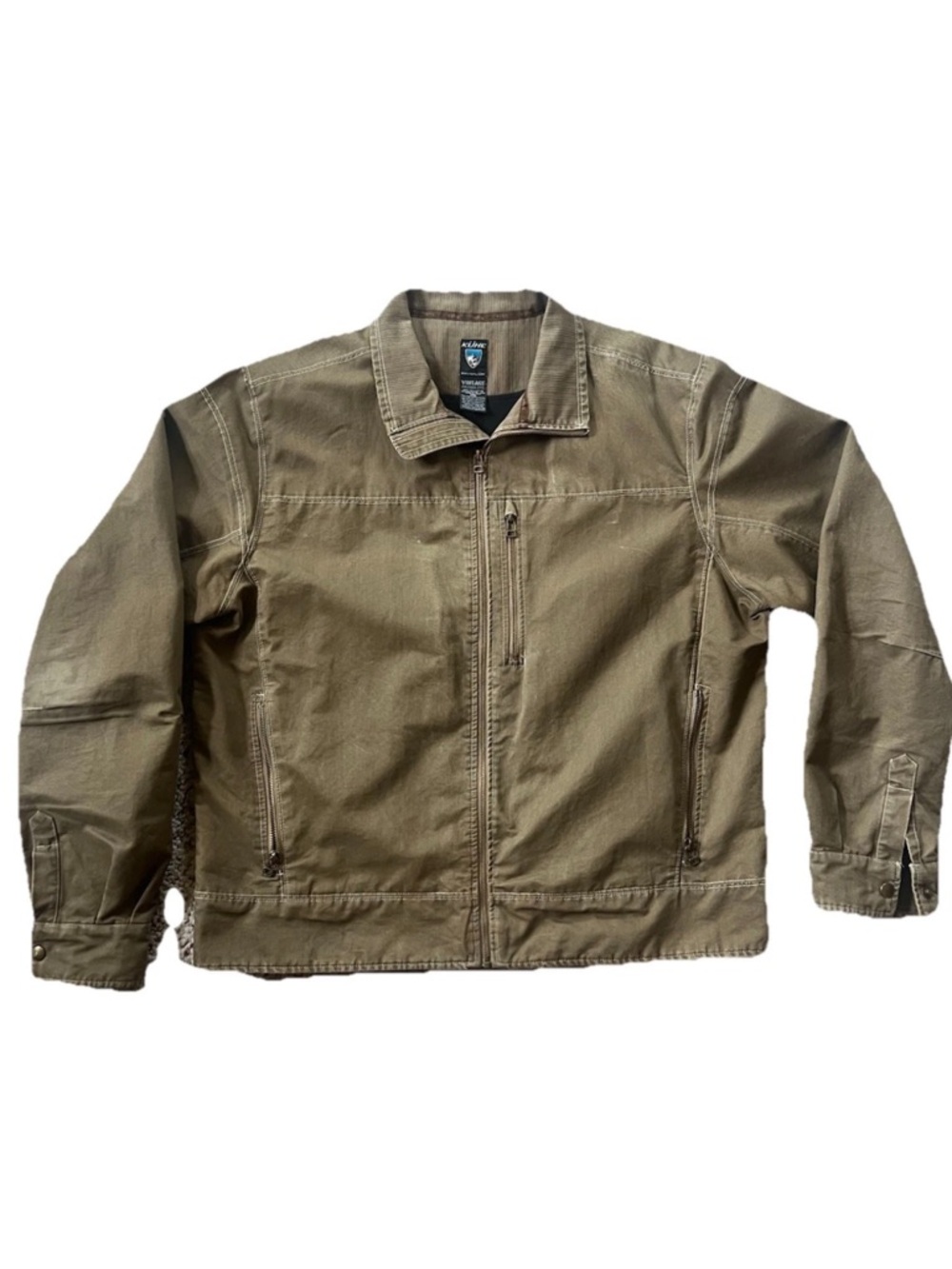 Kuhl Men SZ 2XL Burr Vintage Patina Dye Olive Green Outdoor Fleece Lined Jacket